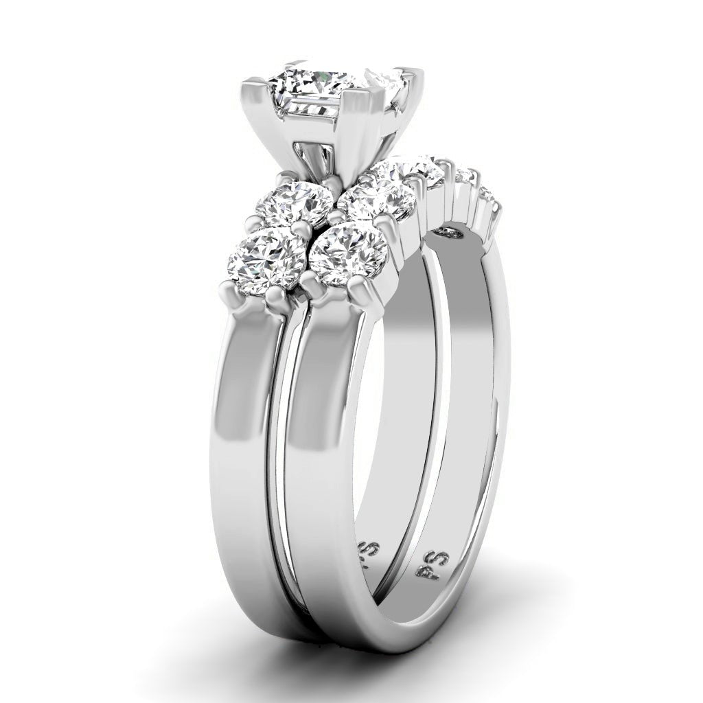 1.75 - 2.90 CT Princess & Round Cut Natural Diamonds - Bridal Set - Primestyle.com