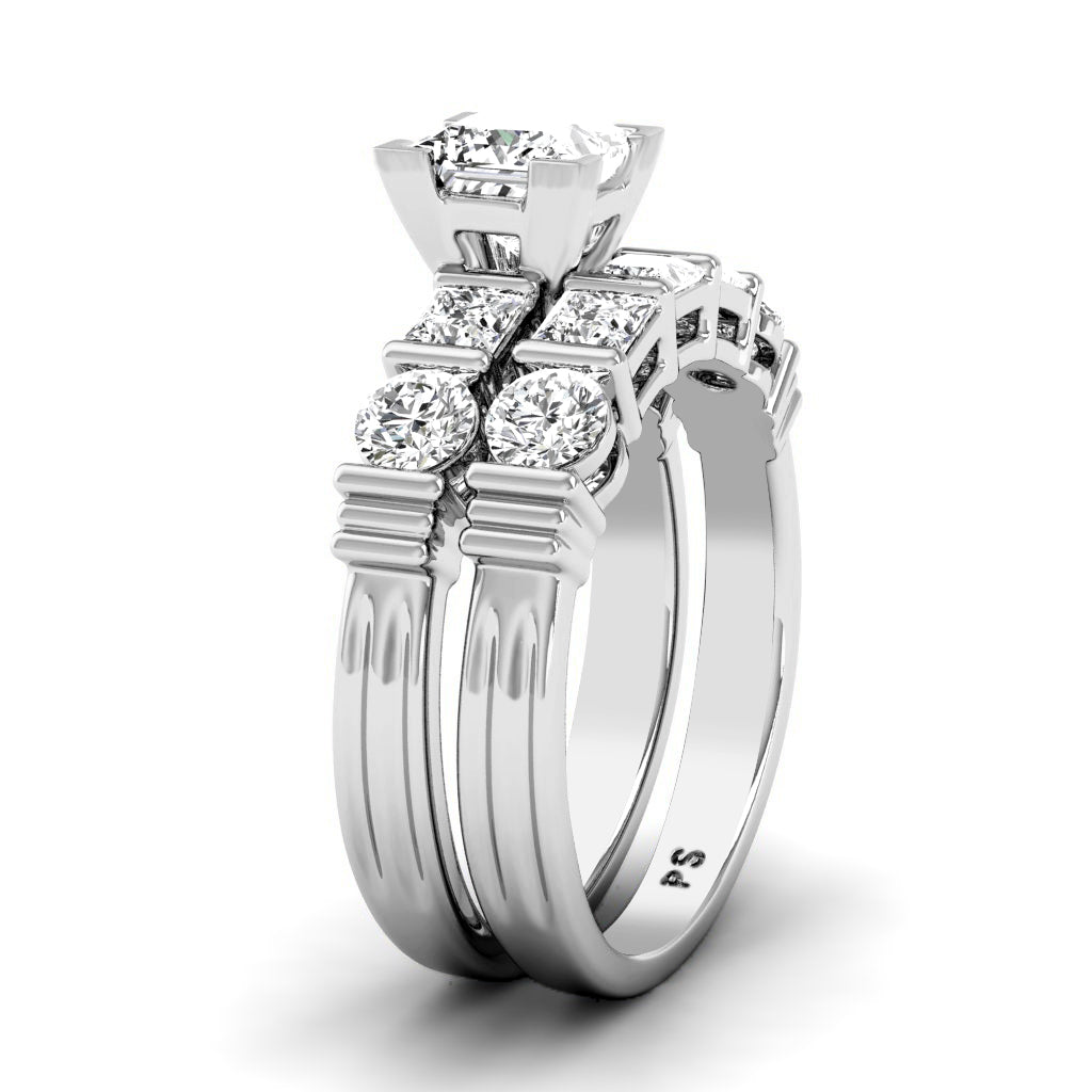 2.05-7.55 CT Princess & Round Cut Diamonds - Bridal Set