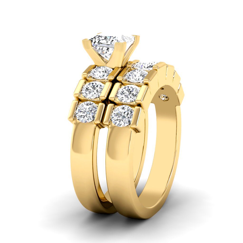 2.20 - 3.35 CT Princess & Round Cut Natural Diamonds - Bridal Set - Primestyle.com