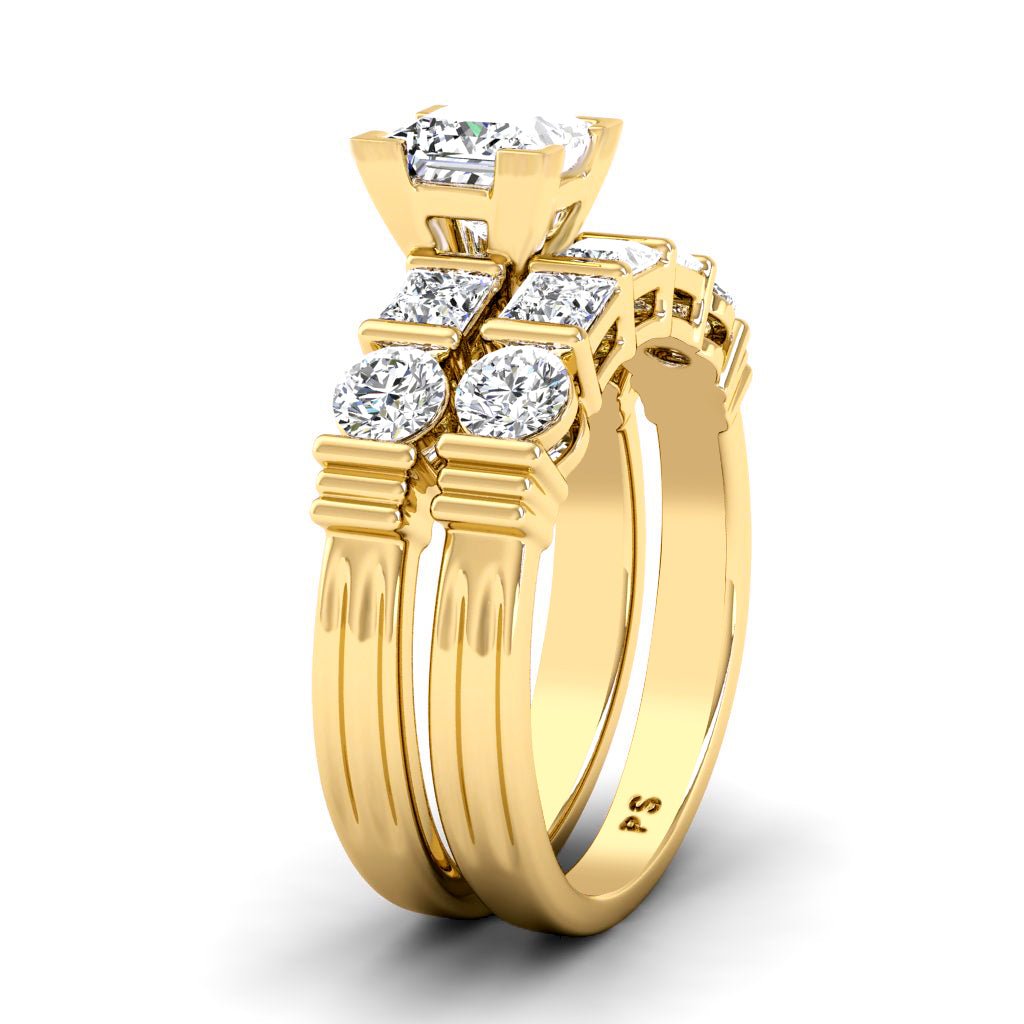 1.90 - 3.05 CT Princess & Round Cut Natural Diamonds - Bridal Set - Primestyle.com