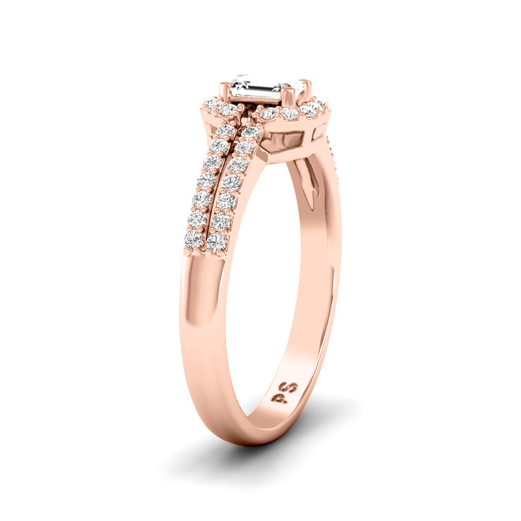 0.65-1.80 CT Round & Emerald Cut Diamonds - Halo Ring