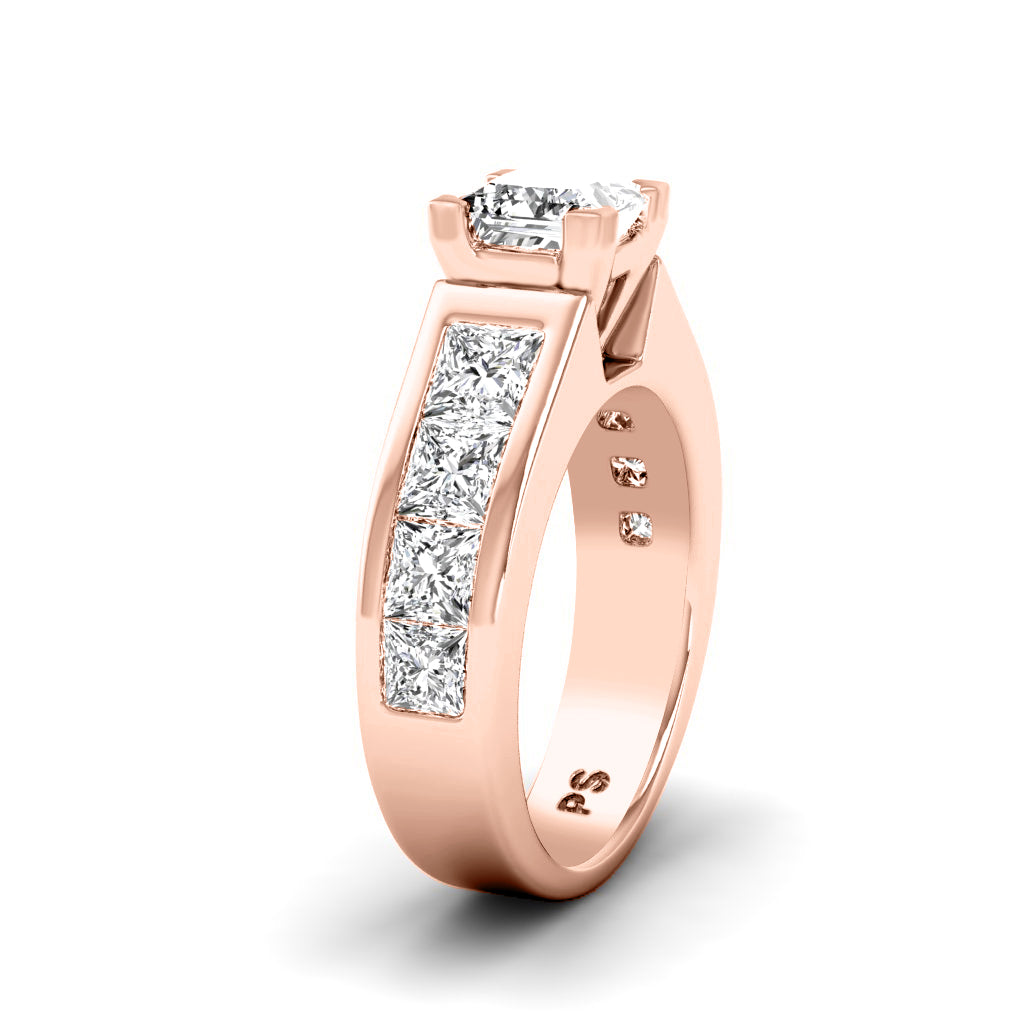 2.65-3.80 CT Princess Cut Natural Diamonds - Engagement Ring