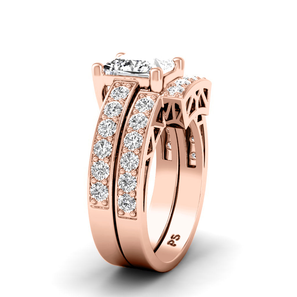 1.60-4.10 CT Round & Princess Cut Lab Grown Diamonds - Bridal Set