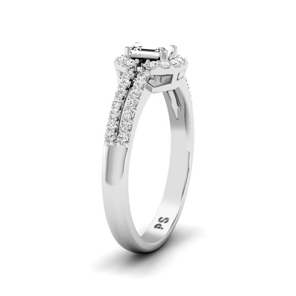 0.65-1.80 CT Round & Emerald Cut Diamonds - Halo Ring