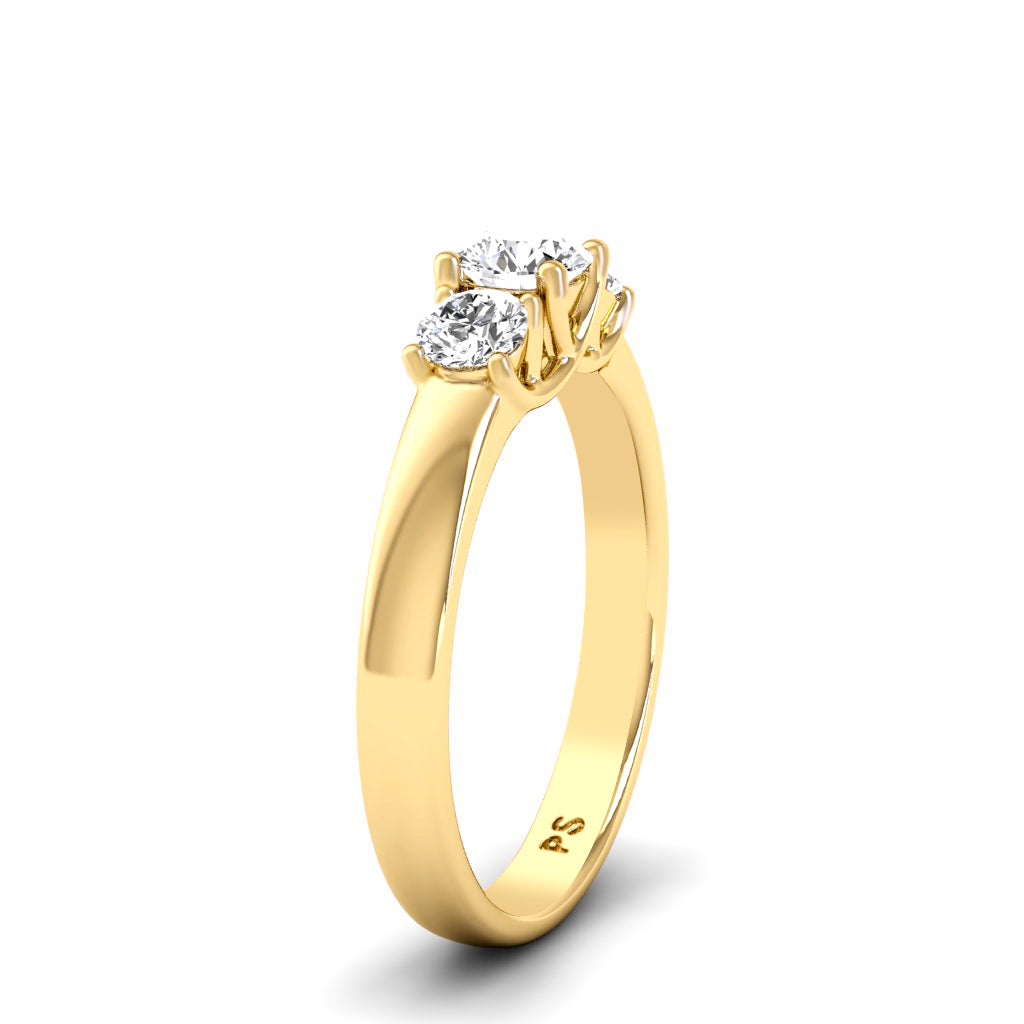 0.50-0.80 CT Round Cut Lab Grown Diamonds - Three Stone Ring