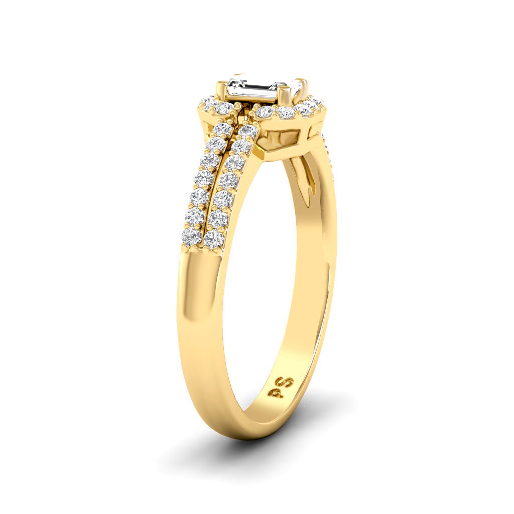 0.65-1.80 CT Round & Emerald Cut Diamonds - Halo Ring