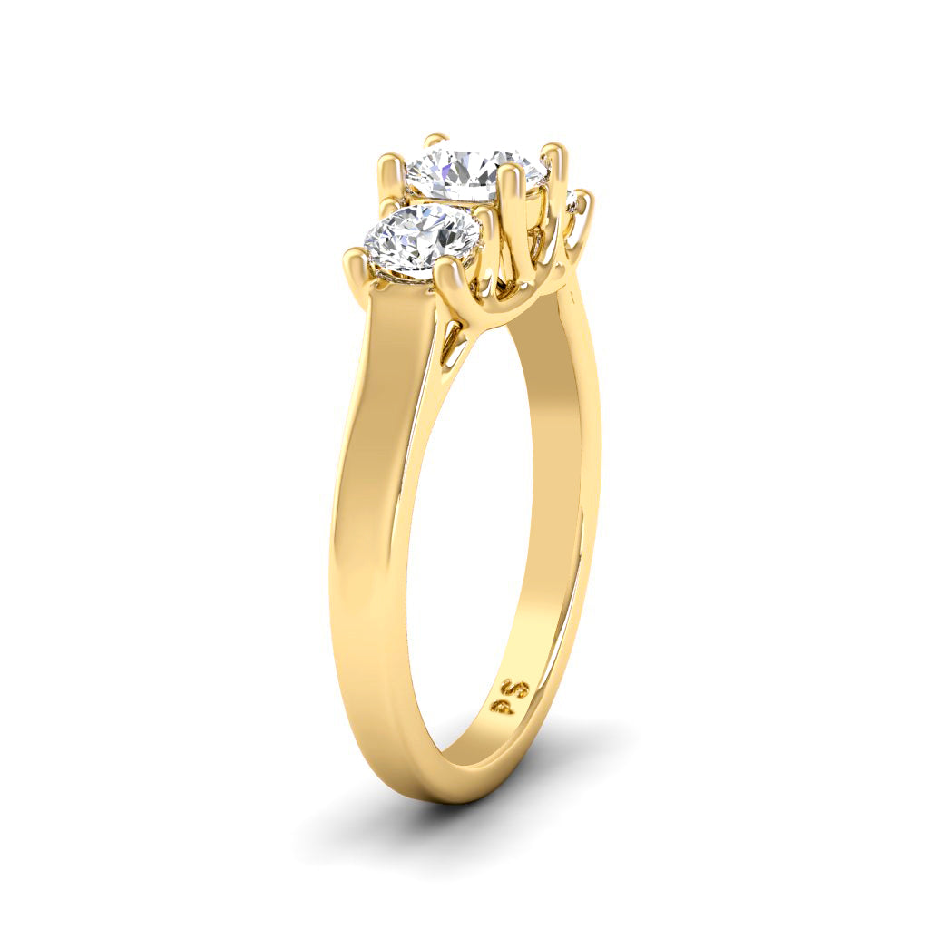 2.05-2.40 CT Round Cut Lab Grown Diamonds - Three Stone Ring