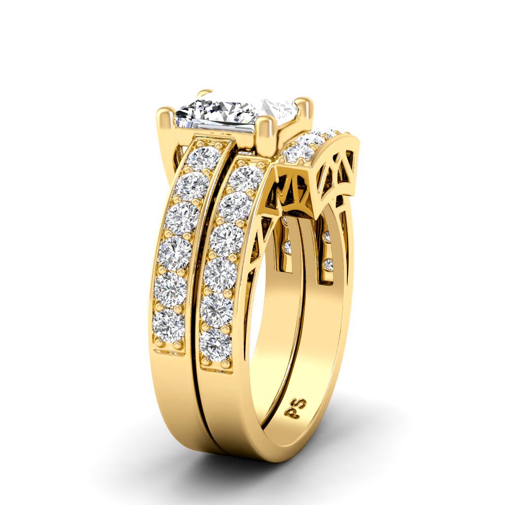 1.60-7.10 CT Princess & Round Cut Diamonds - Bridal Set