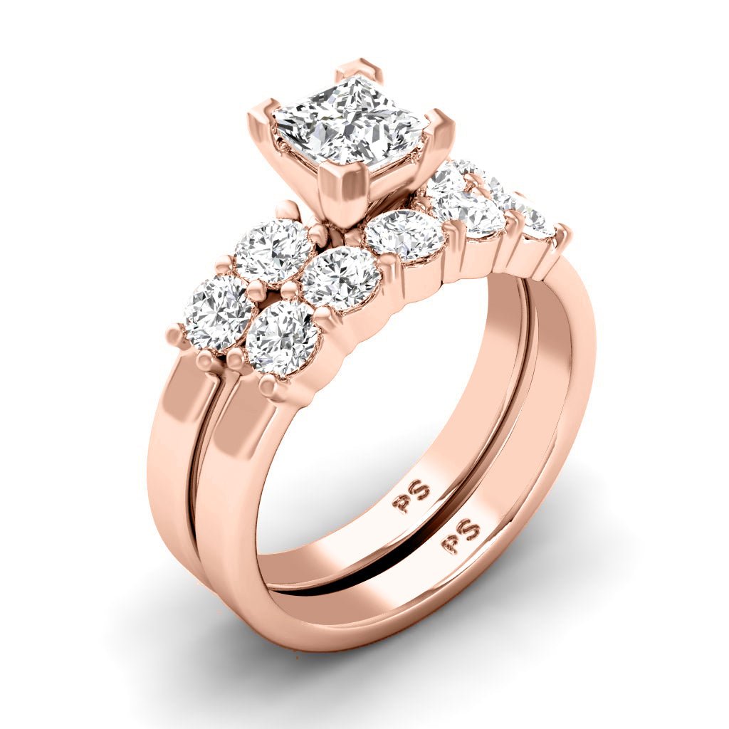 1.90 - 7.40 CT Princess & Round Cut Diamonds - Bridal Set - Primestyle.com