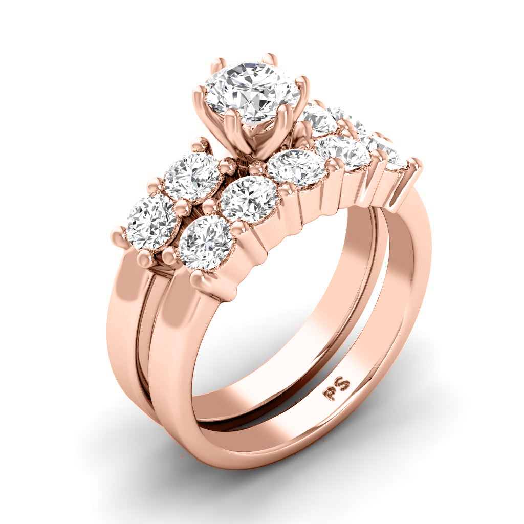 1.90-4.40 CT Round Cut Lab Grown Diamonds - Bridal Set