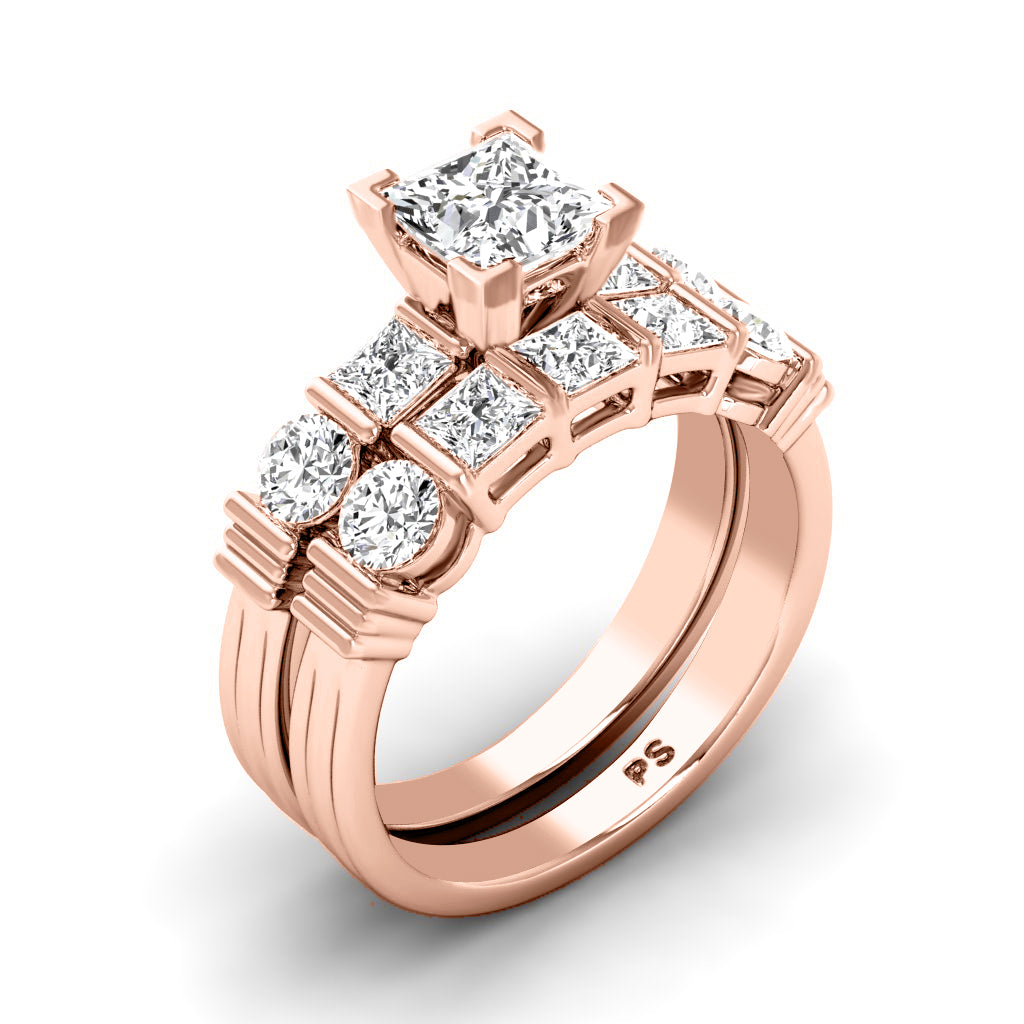 2.05-4.55 CT Round & Princess Cut Lab Grown Diamonds - Bridal Set