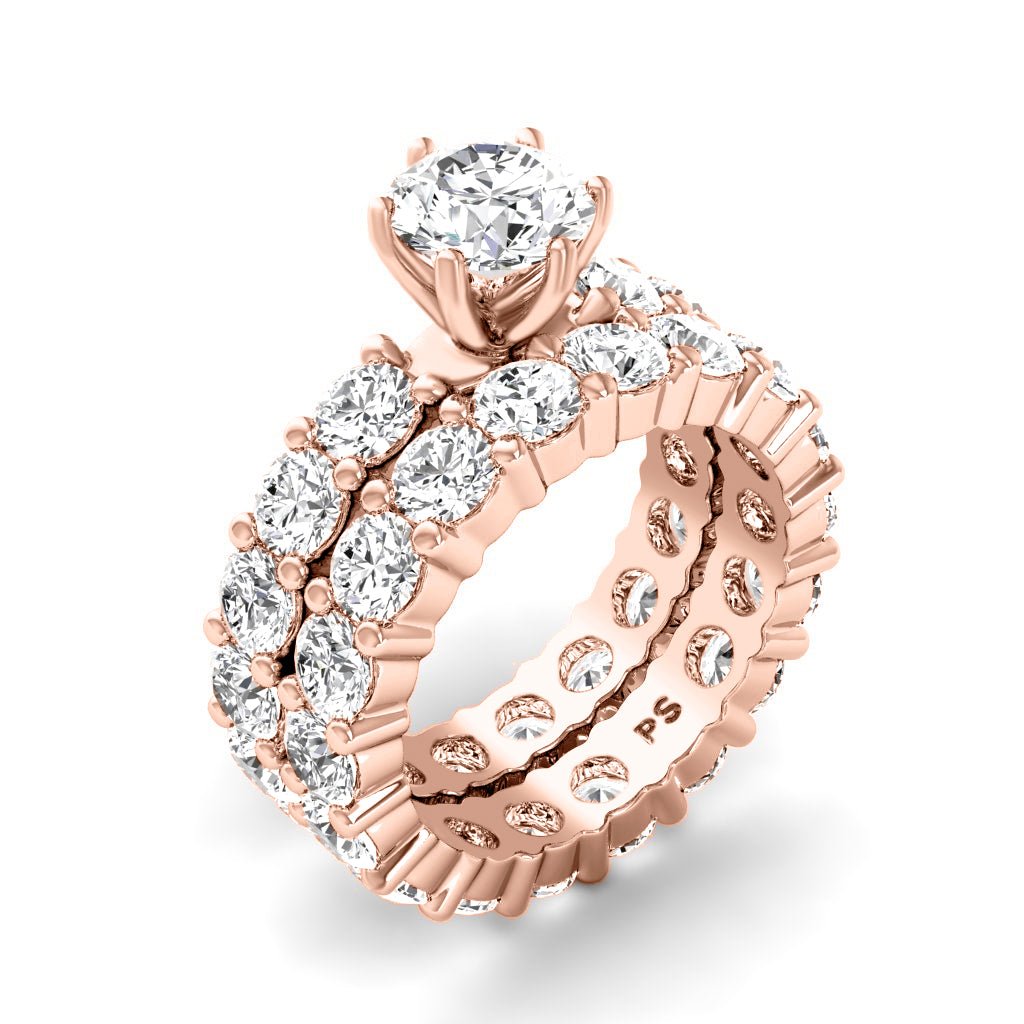 5.65 - 6.80 CT Round Cut Natural Diamonds - Bridal Set - Primestyle.com