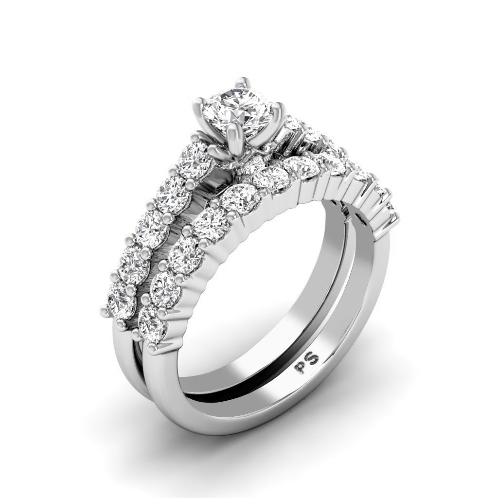 1.10 - 2.25 CT Round Cut Natural Diamonds - Bridal Set - Primestyle.com