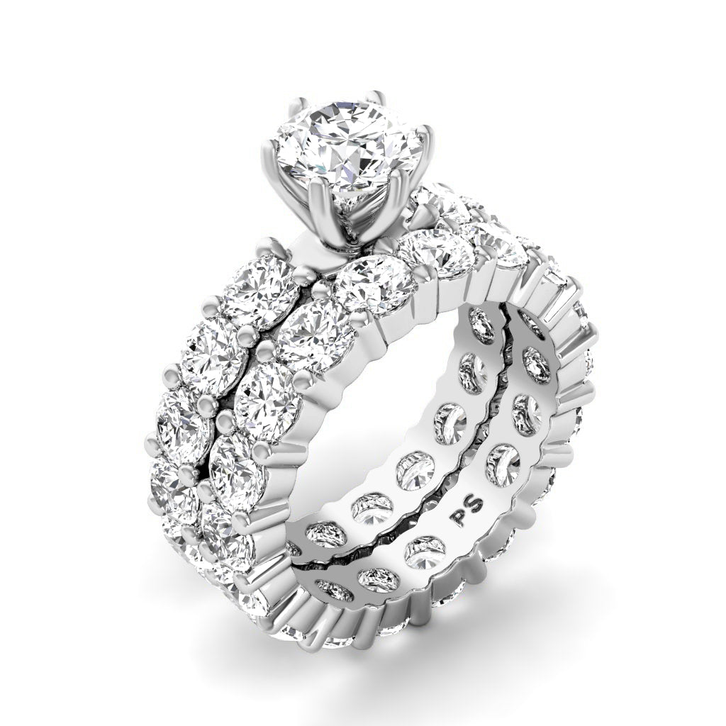 5.65-6.80 CT Round Cut Natural Diamonds - Bridal Set