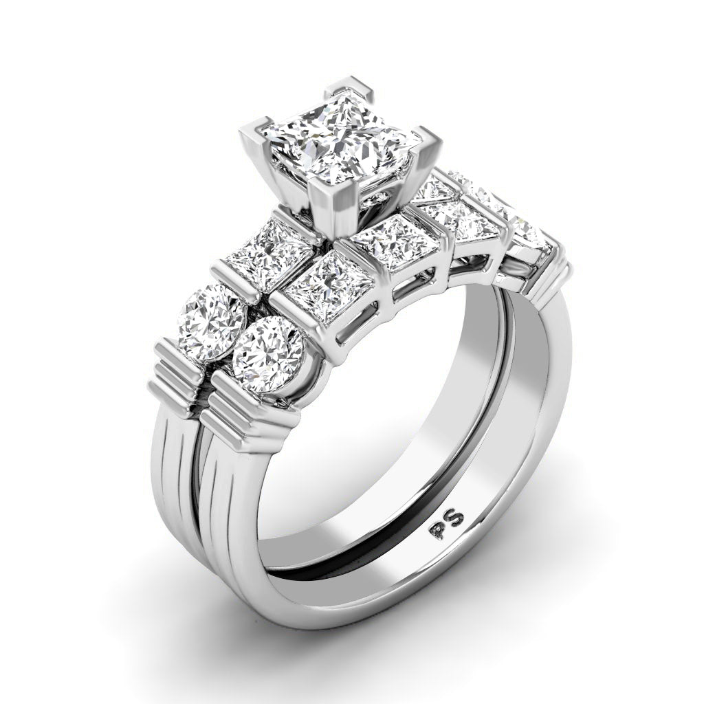 2.05-4.55 CT Round & Princess Cut Lab Grown Diamonds - Bridal Set