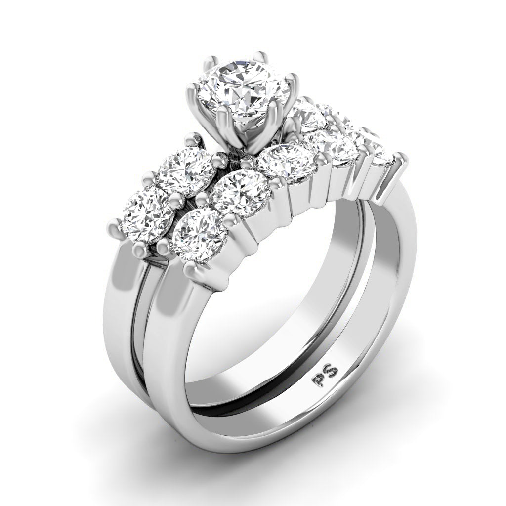 1.90-4.40 CT Round Cut Lab Grown Diamonds - Bridal Set