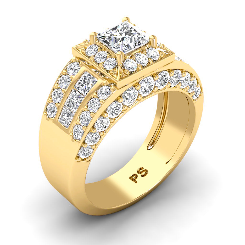 2.80-3.95 CT Princess & Round Cut Natural Diamonds - Engagement Ring