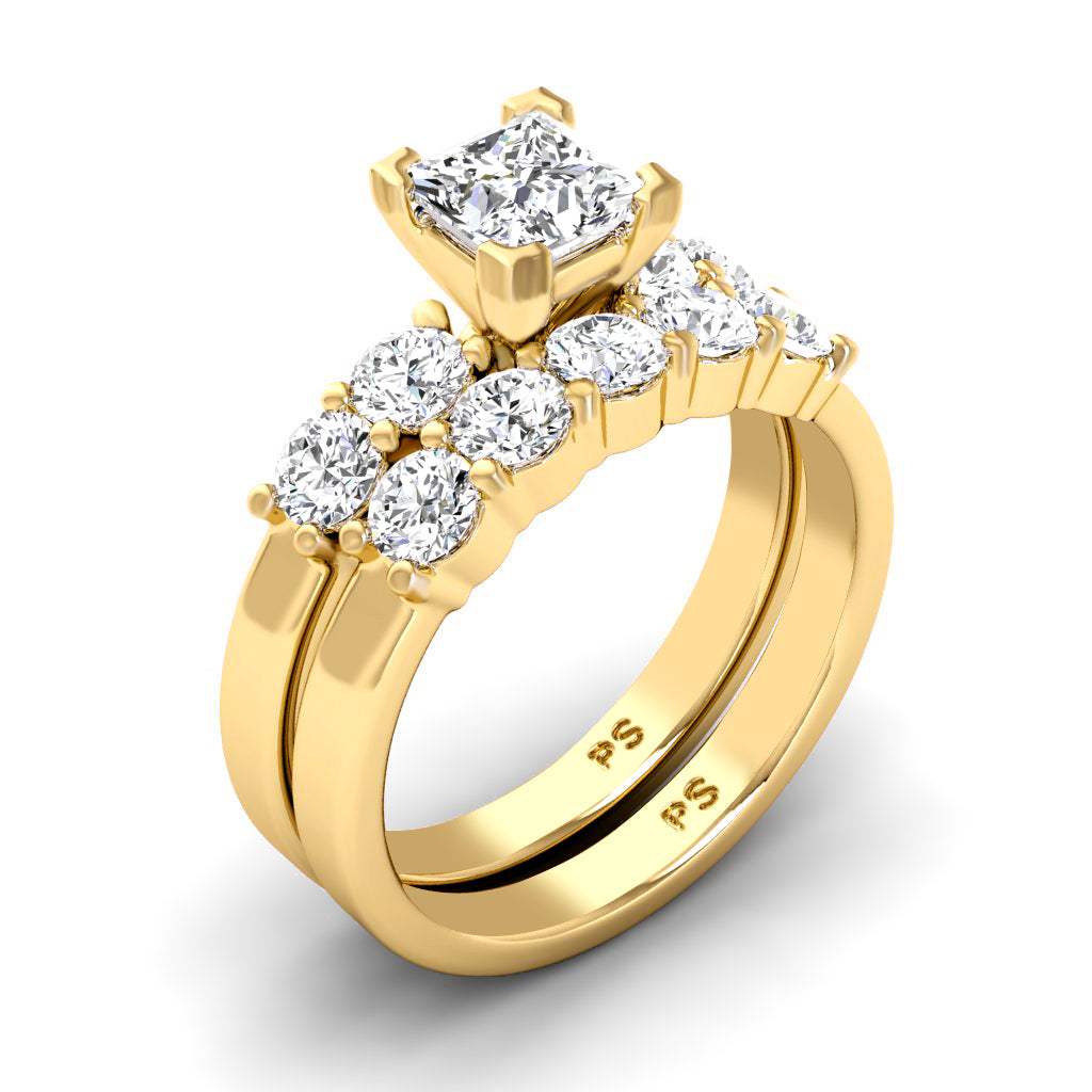 1.75-2.90 CT Princess & Round Cut Natural Diamonds - Bridal Set