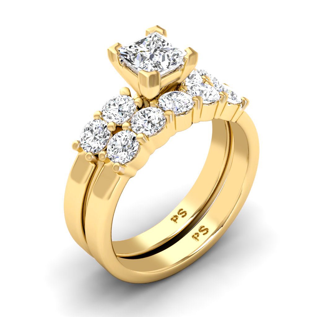 1.75 - 2.90 CT Princess & Round Cut Natural Diamonds - Bridal Set - Primestyle.com
