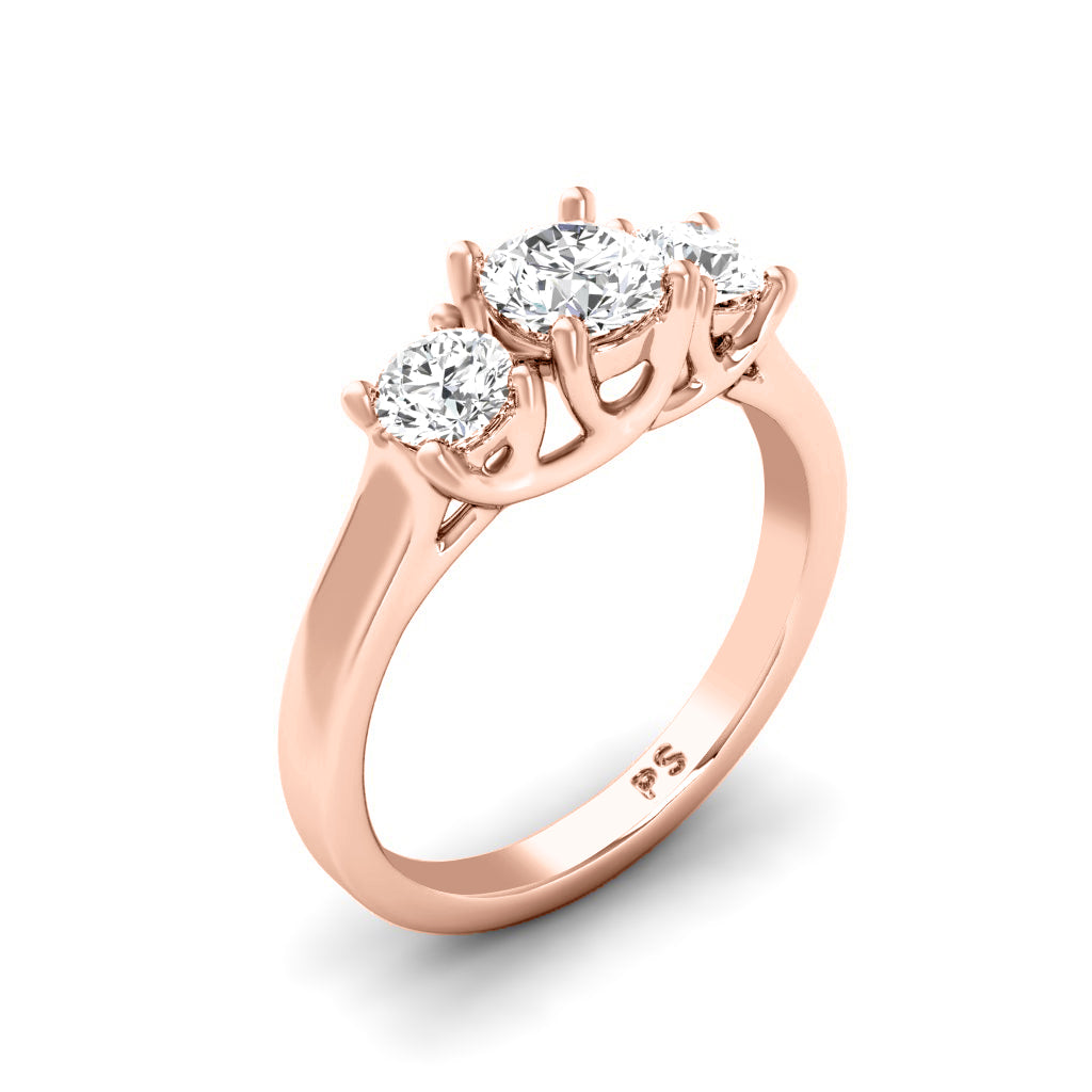 2.05-2.40 CT Round Cut Lab Grown Diamonds - Three Stone Ring