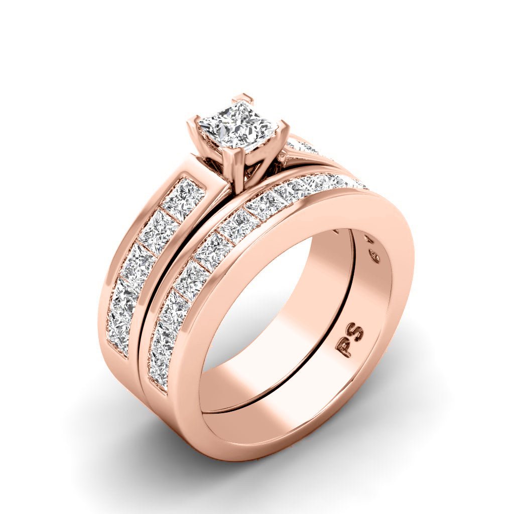 2.30 - 7.80 CT Princess Cut Diamonds - Bridal Set - Primestyle.com