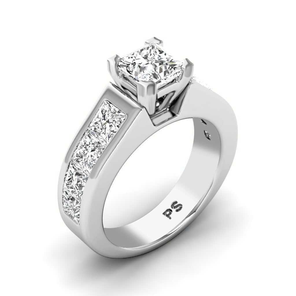 2.65-3.80 CT Princess Cut Natural Diamonds - Engagement Ring
