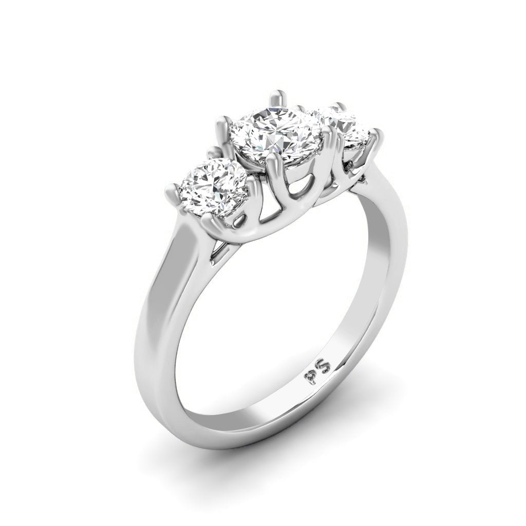 1.40-6.90 CT Round Cut Diamonds - Three Stone Rings