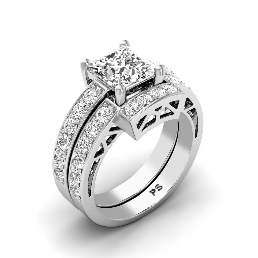 1.60-4.10 CT Round & Princess Cut Lab Grown Diamonds - Bridal Set