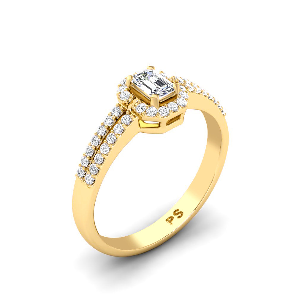 0.65-1.80 CT Round & Emerald Cut Diamonds - Halo Ring