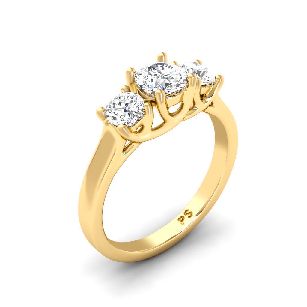 2.05 - 2.40 CT Round Cut Lab Grown Diamonds - Three Stone Ring - Primestyle.com