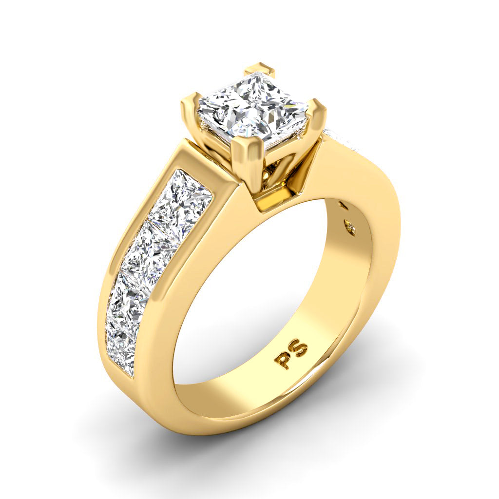 2.65-3.80 CT Princess Cut Natural Diamonds - Engagement Ring