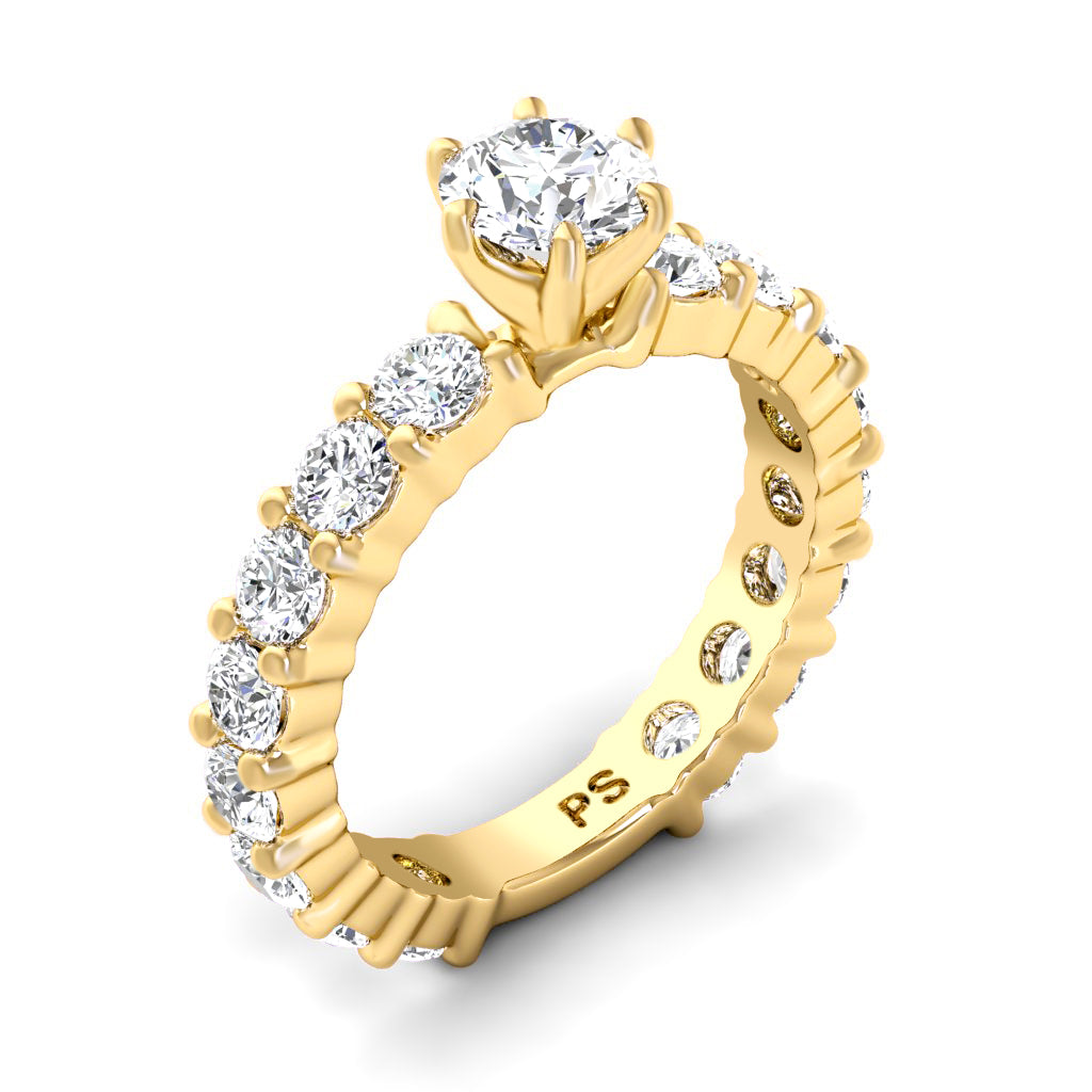 2.75-3.90 CT Emerald & Round Cut Natural Diamonds - Engagement Ring