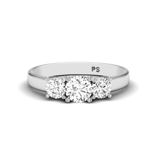 0.90 CT Round Cut Lab Grown Diamonds - Three Stone Ring