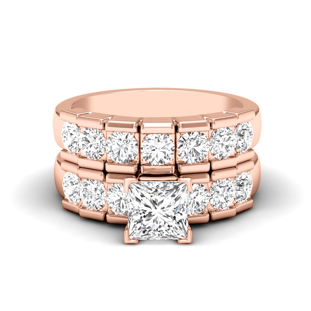 2.35-4.85 CT Round & Princess Cut Lab Grown Diamonds - Bridal Set