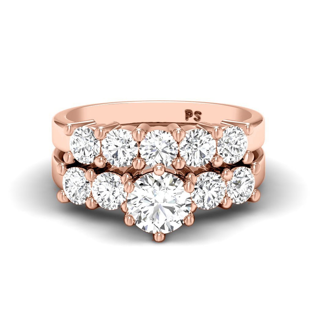 1.90-4.40 CT Round Cut Lab Grown Diamonds - Bridal Set