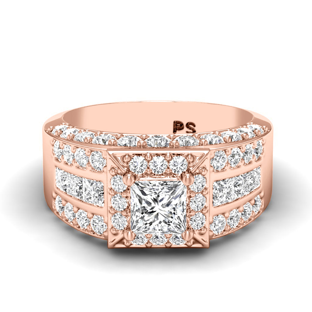 2.80-3.95 CT Princess & Round Cut Natural Diamonds - Engagement Ring