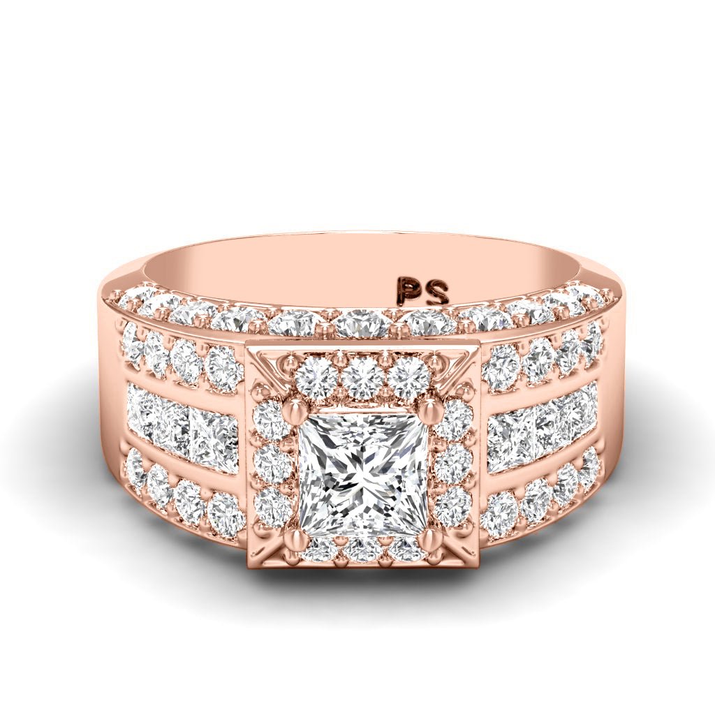 2.80-3.95 CT Princess & Round Cut Natural Diamonds - Engagement Ring