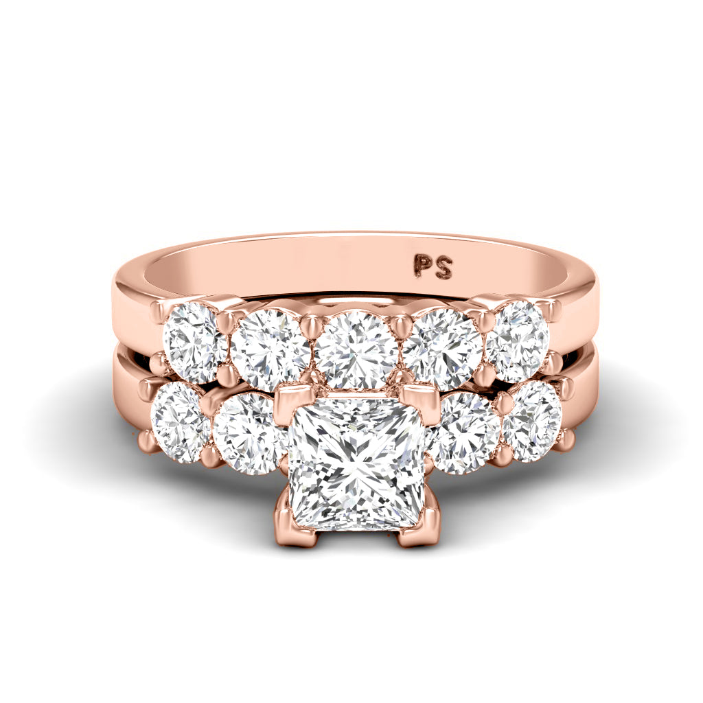 1.10-3.60 CT Round & Princess Cut Lab Grown Diamonds - Bridal Set