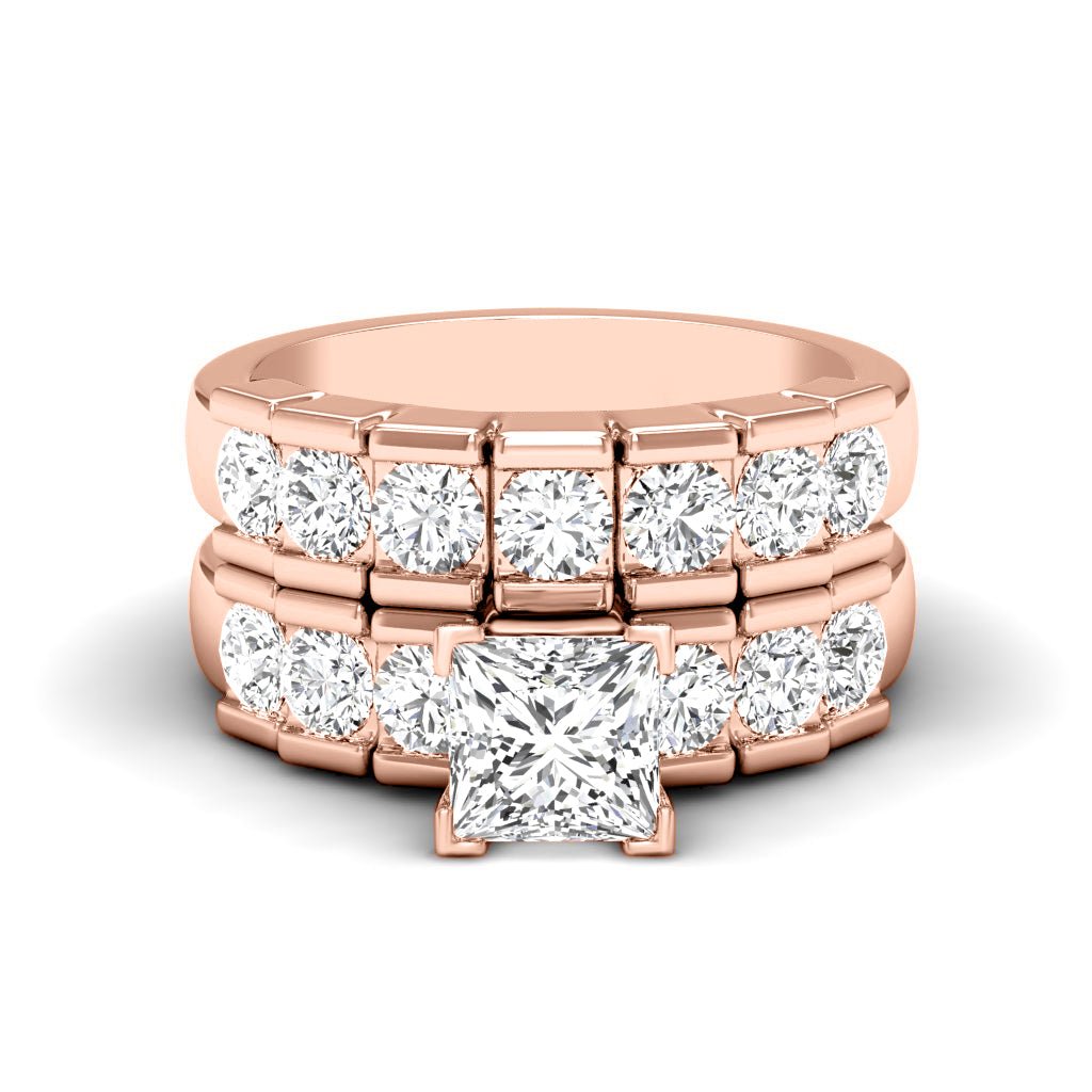 2.20-3.35 CT Princess & Round Cut Natural Diamonds - Bridal Set