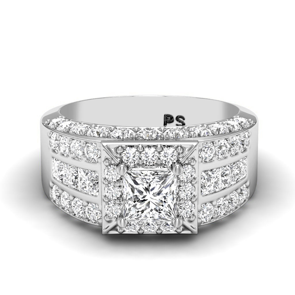 2.80-3.95 CT Princess & Round Cut Natural Diamonds - Engagement Ring
