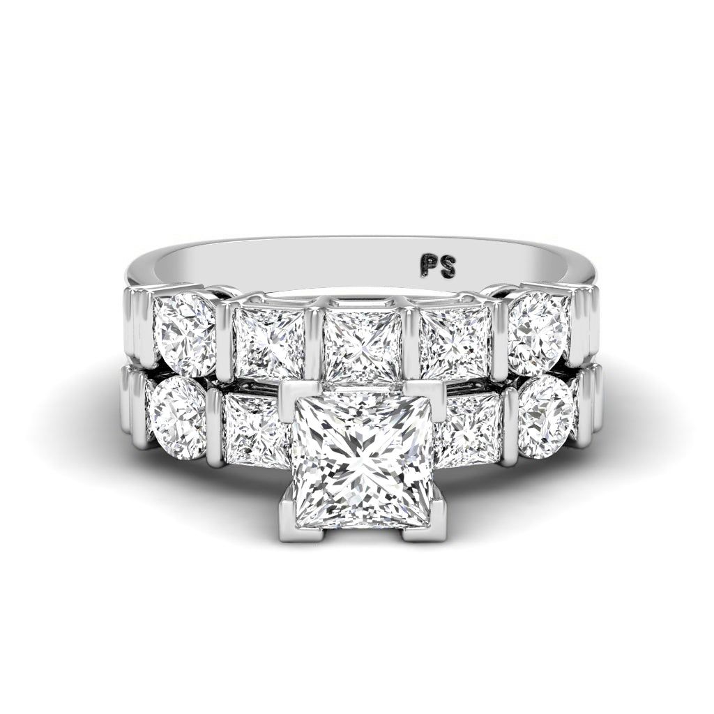 1.90-3.05 CT Round & Princess Cut Diamonds - Bridal Set
