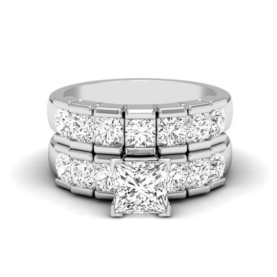 2.20-3.35 CT Round & Princess Cut Diamonds - Bridal Set