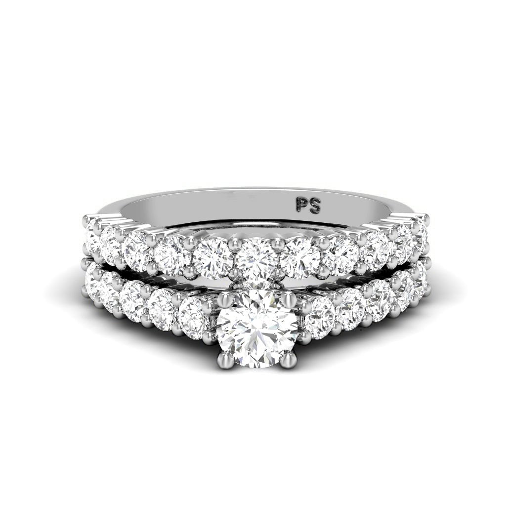1.10-2.25 CT Round Cut Natural Diamonds - Bridal Set