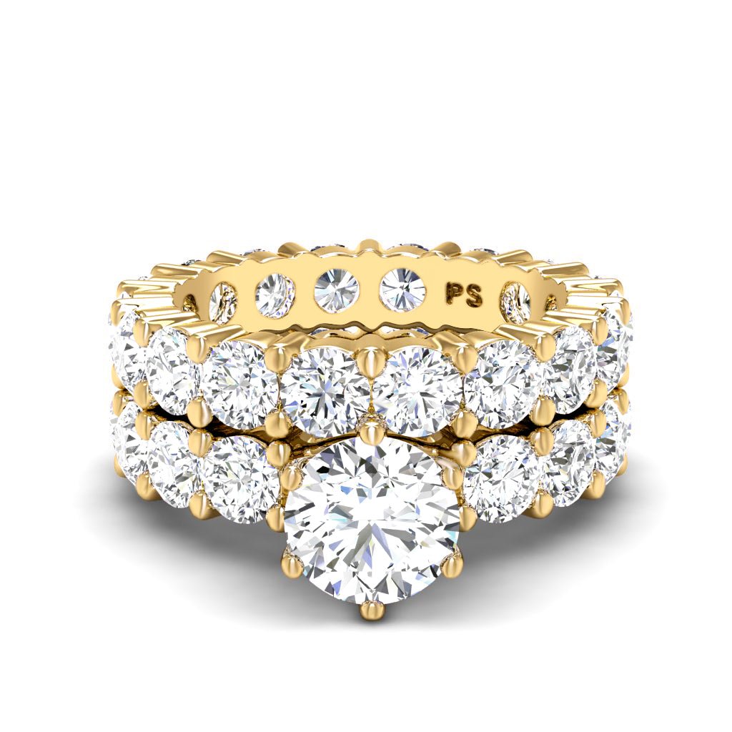 5.65 - 6.80 CT Round Cut Natural Diamonds - Bridal Set - Primestyle.com