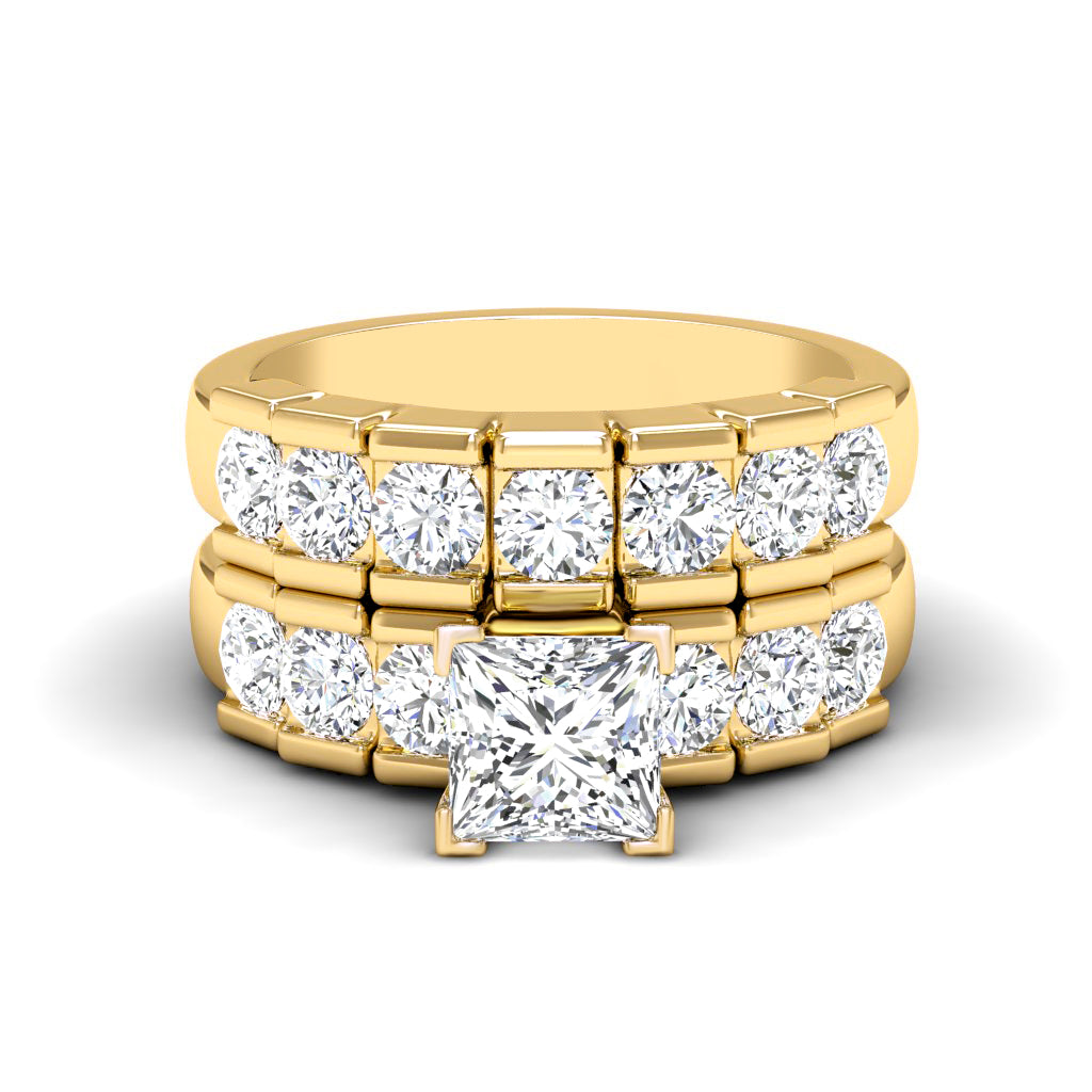 2.20-3.35 CT Princess & Round Cut Natural Diamonds - Bridal Set