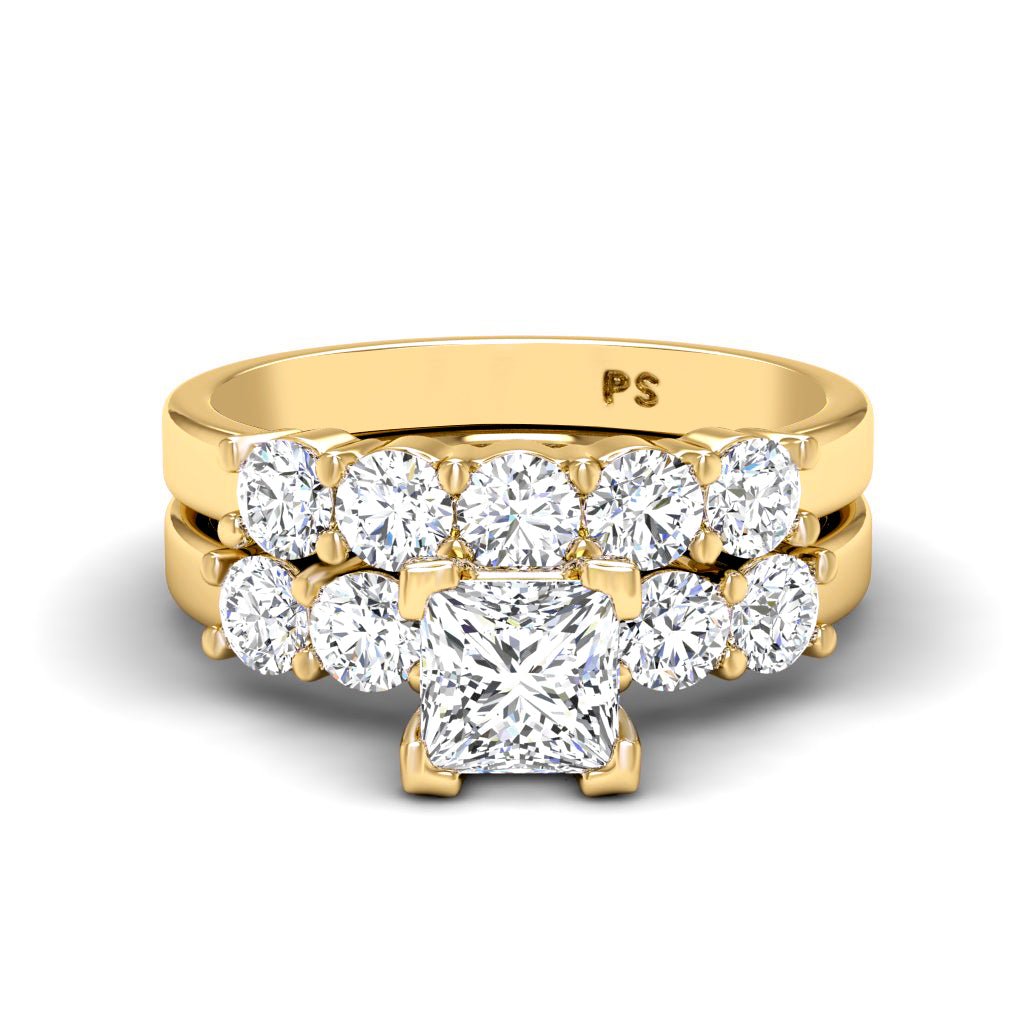 1.90 - 7.40 CT Princess & Round Cut Diamonds - Bridal Set - Primestyle.com