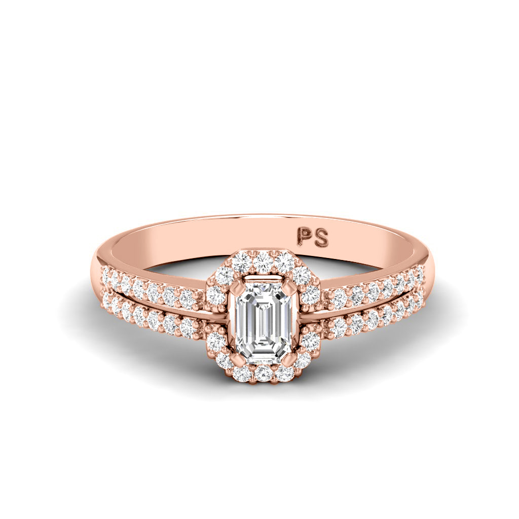 0.65-1.80 CT Round & Emerald Cut Diamonds - Halo Ring