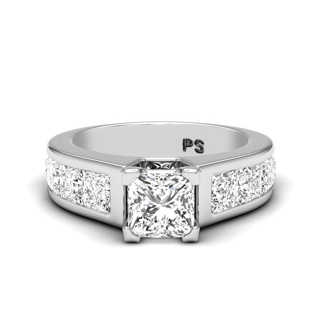 2.65-3.80 CT Princess Cut Natural Diamonds - Engagement Ring