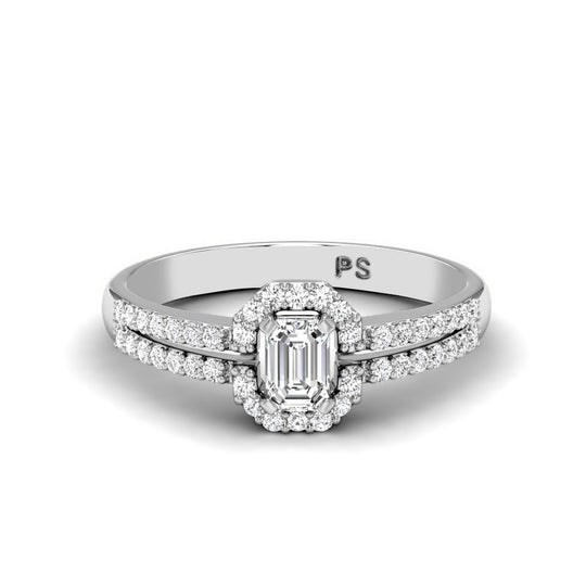 0.65-1.80 CT Round & Emerald Cut Diamonds - Halo Ring