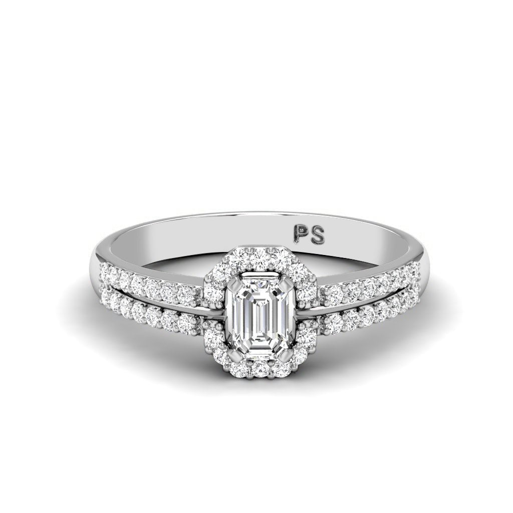 0.80 - 3.30 CT Round & Emerald Cut Lab Grown Diamonds - Halo Ring - Primestyle.com